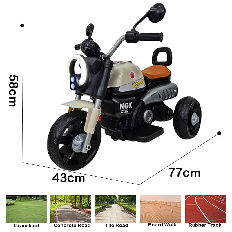 Kids Electric Motorcycle with LED Lights & Early Education