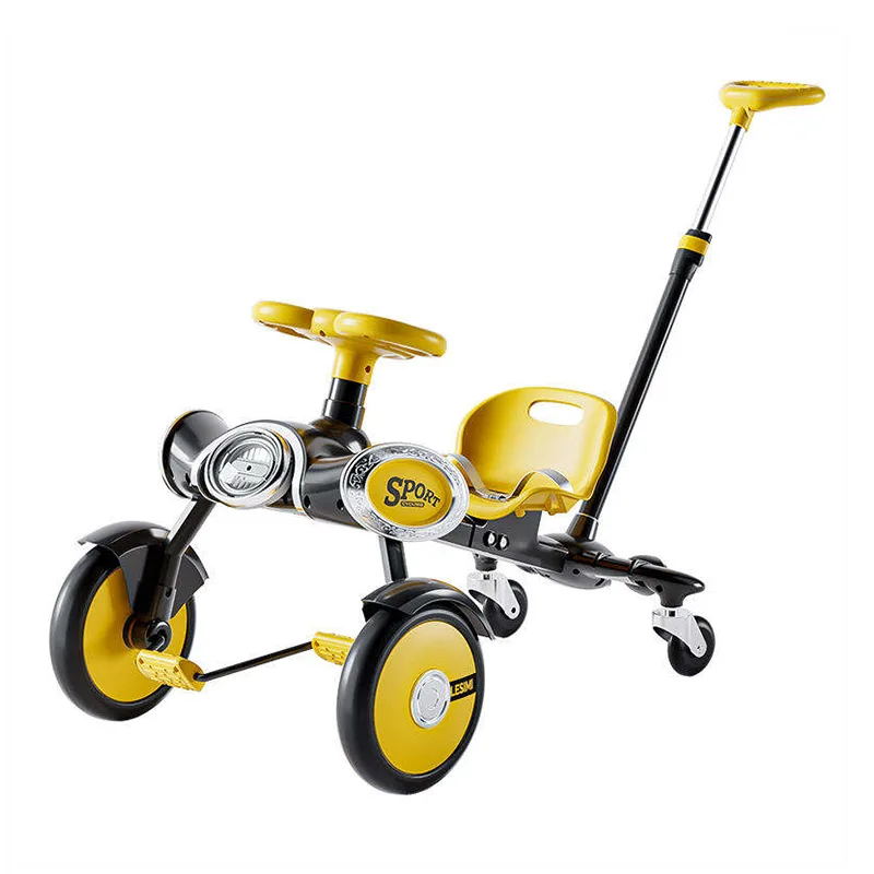Kids Pedal Drift Car with Push Handle 4 Wheels Go Kart